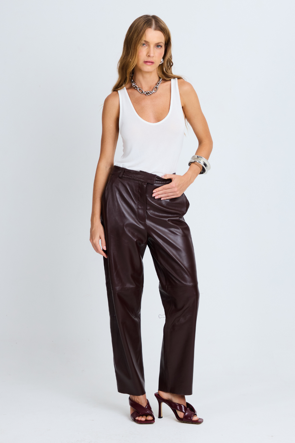 Calça de Couro Luara Wine