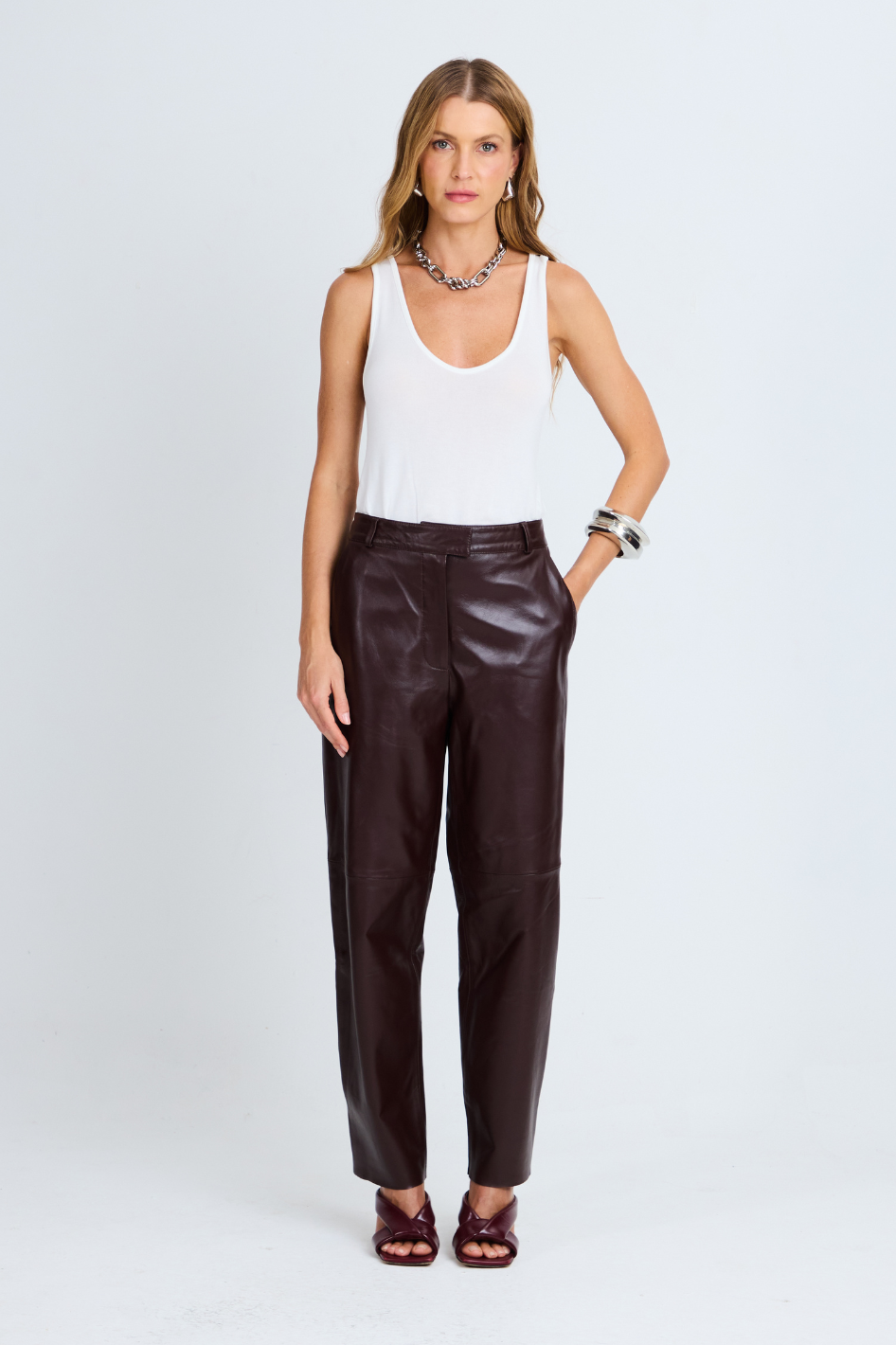 Calça de Couro Luara Wine
