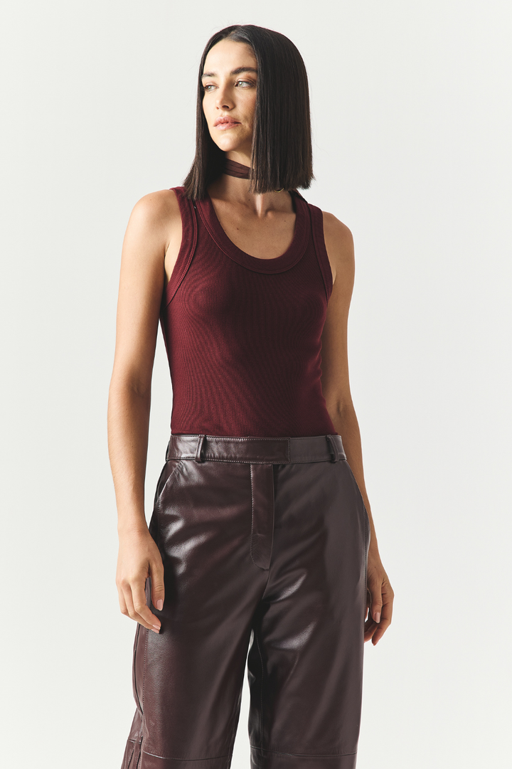 Calça de Couro Luara Wine