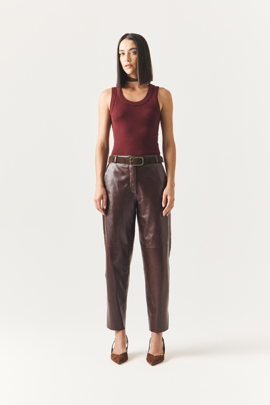 Calça de Couro Luara Wine