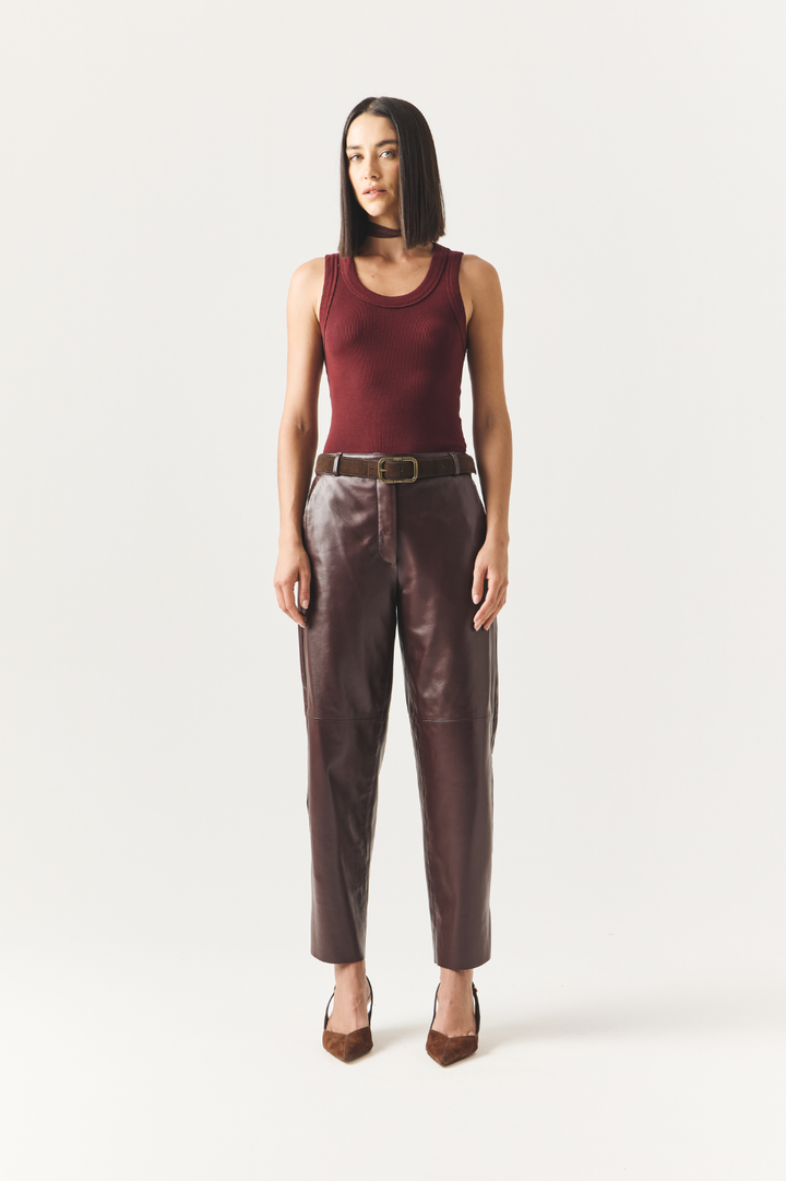 Calça de Couro Luara Wine