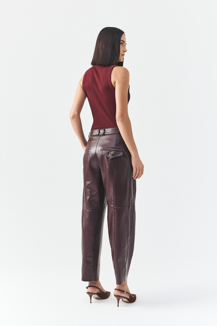 Calça de Couro Luara Wine