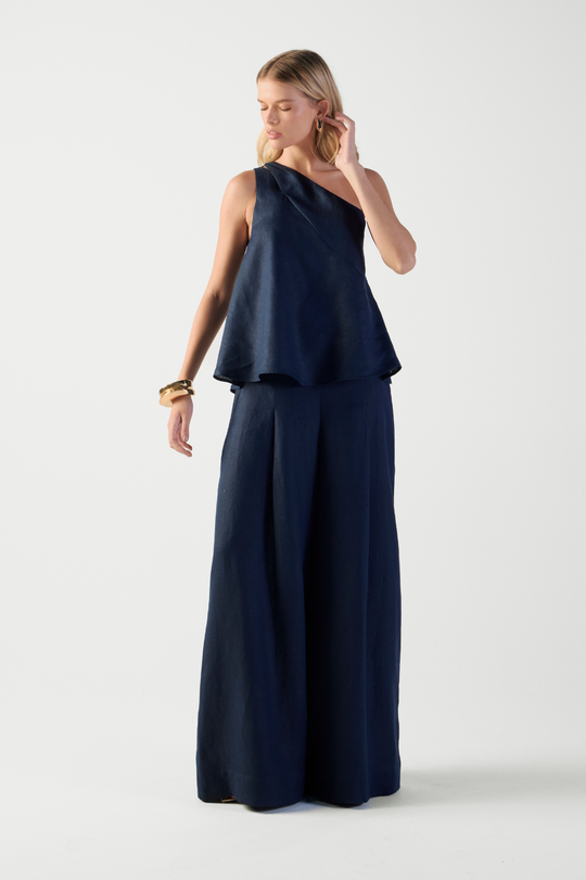 Calça de Linho Azul Navy Brunella