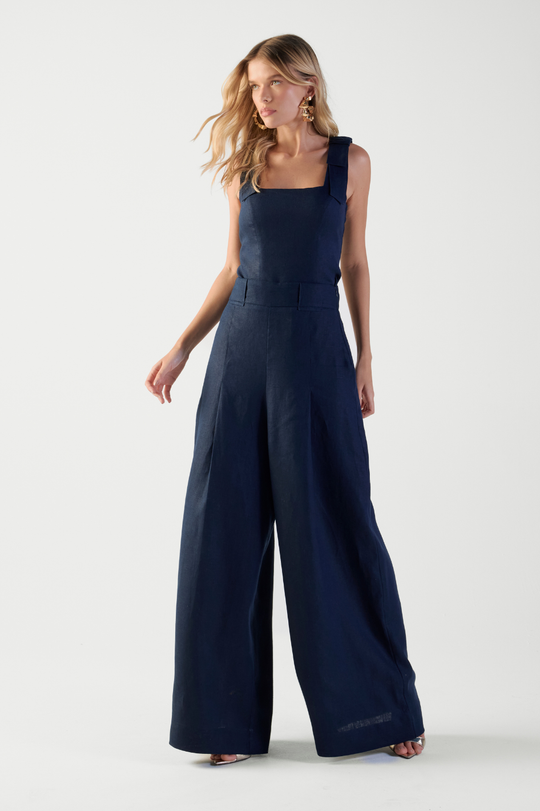 Calça de Linho Azul Navy Brunella