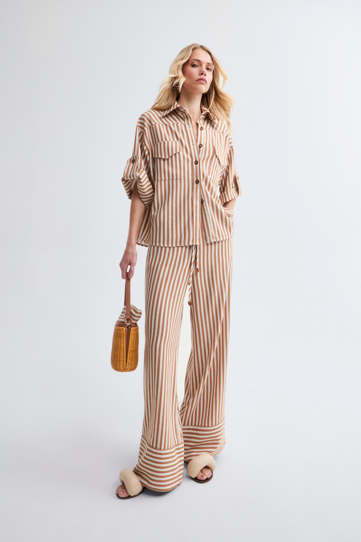 Calça de Linho Caramelo Ava