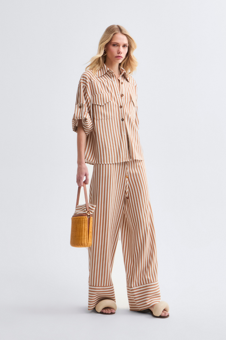 Calça de Linho Caramelo Ava