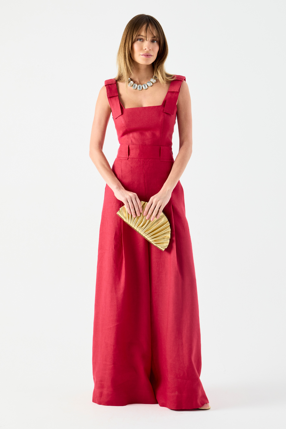 Calça de Linho Vermelho Rouge Brunella