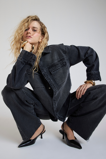 Camisa Jeans Lauren Black em jeans