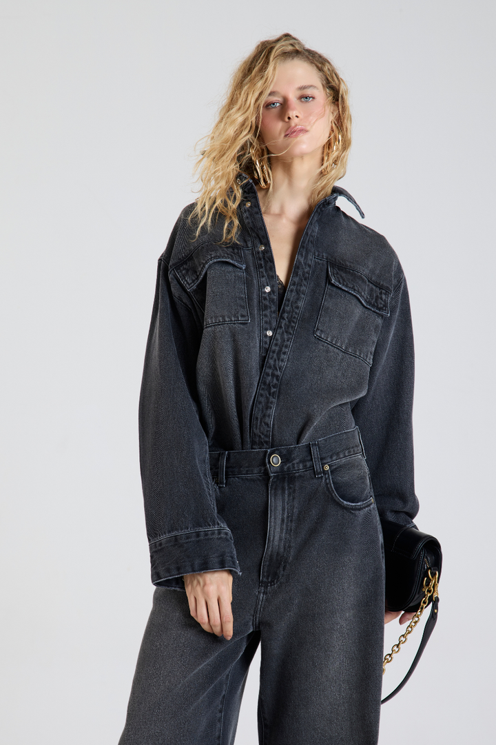 Camisa Jeans Lauren Black