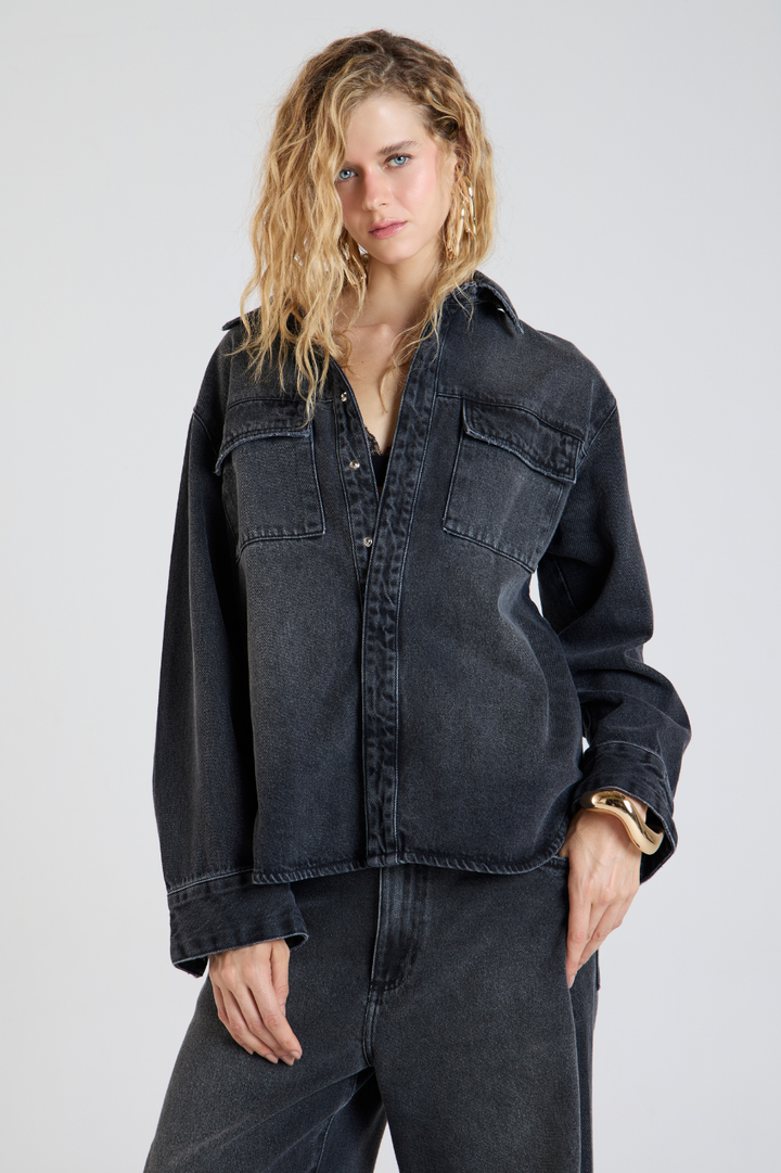 Camisa Jeans Lauren Black