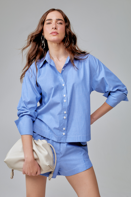 Camisa Jordana Listrada Azul