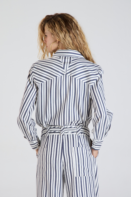 Camisa Shantal Listras Azul Marinho