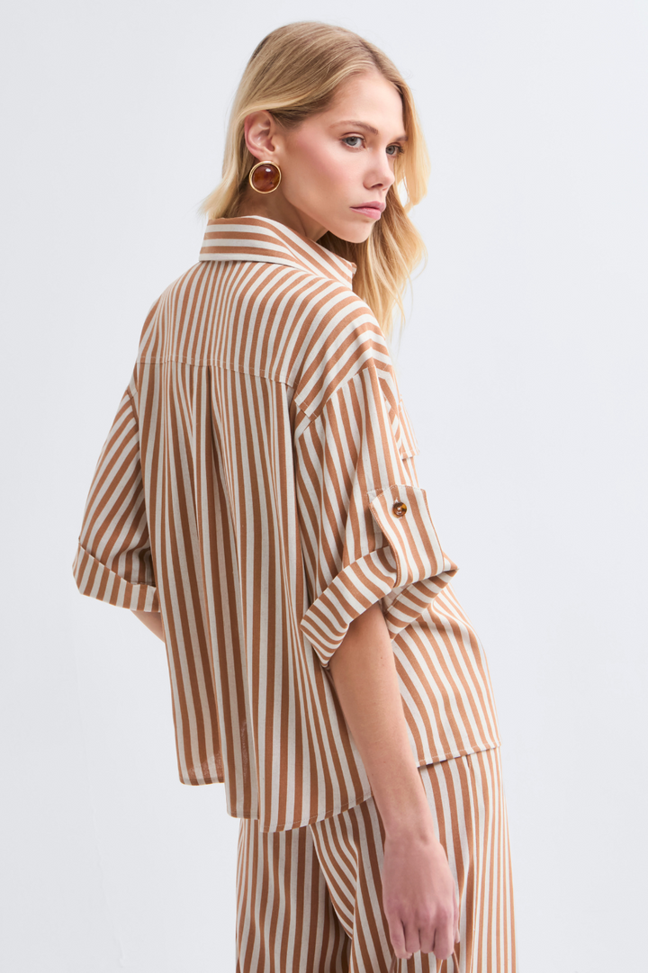 Camisa de Linho Caramelo Ava