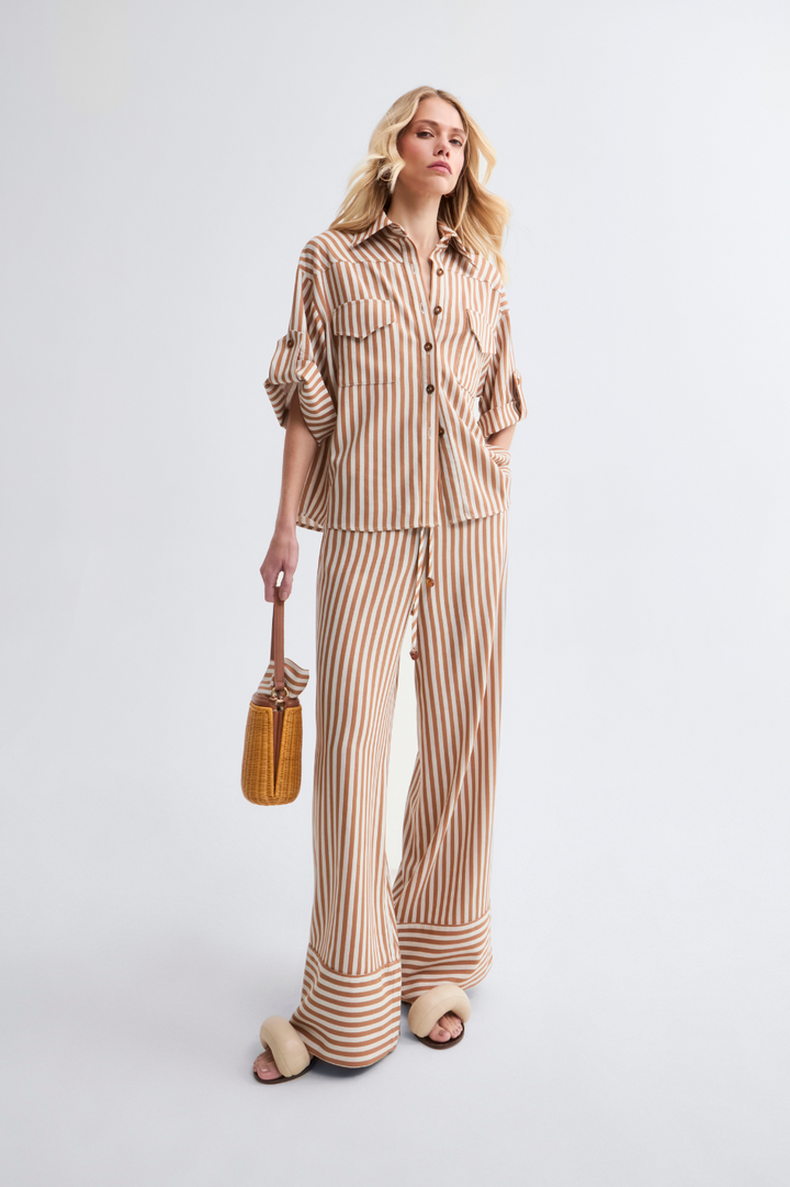 Camisa de Linho Caramelo Ava