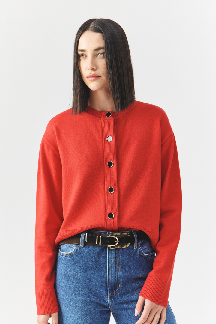 Cardigan Tricot Daphne Vermelho