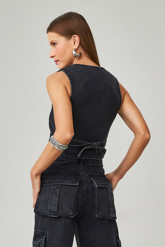 Colete Jeans Preto Stella