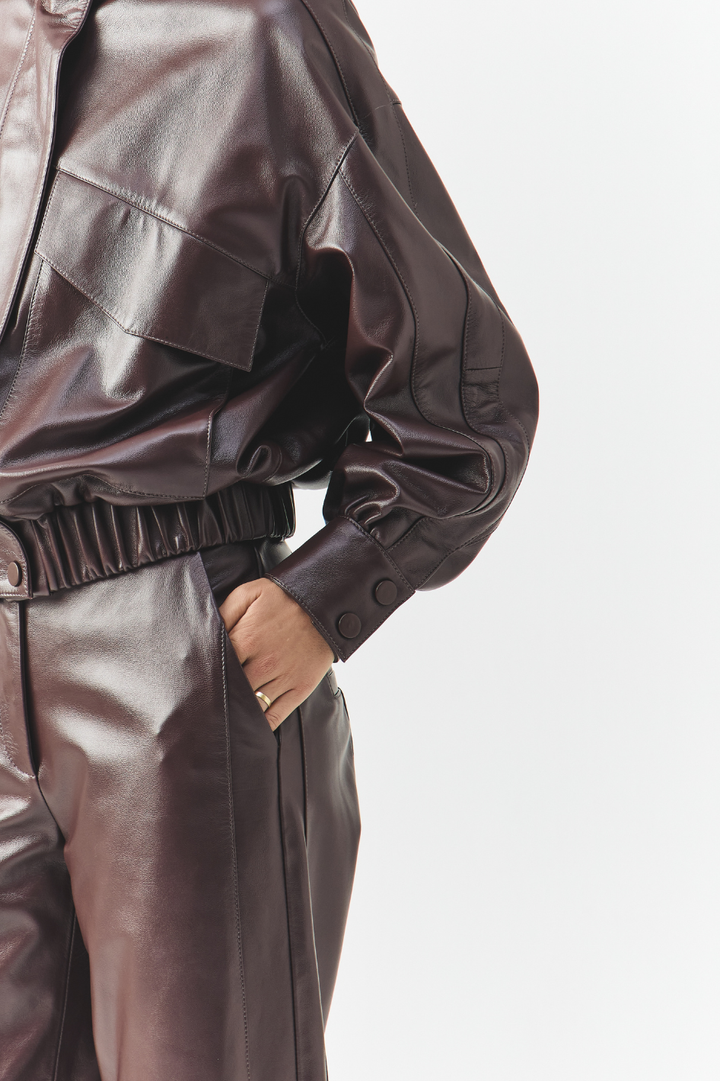 Jaqueta de Couro Luara Wine