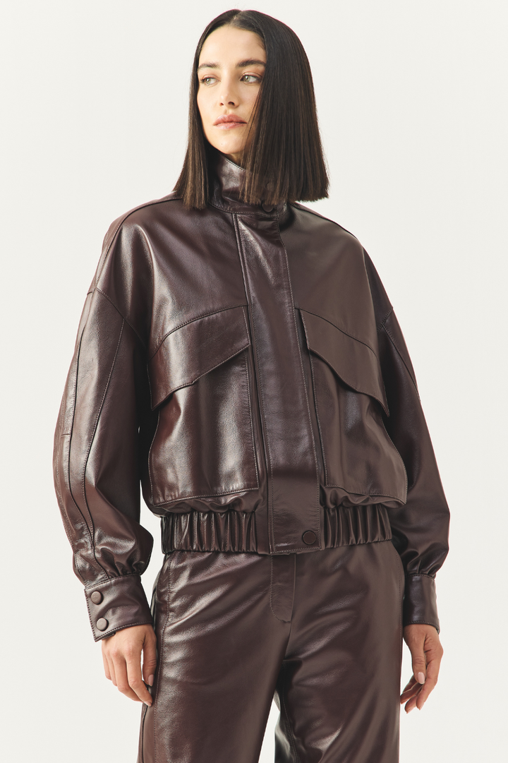 Jaqueta de Couro Luara Wine