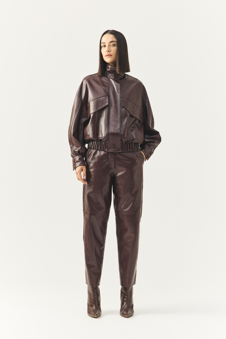 Jaqueta de Couro Luara Wine