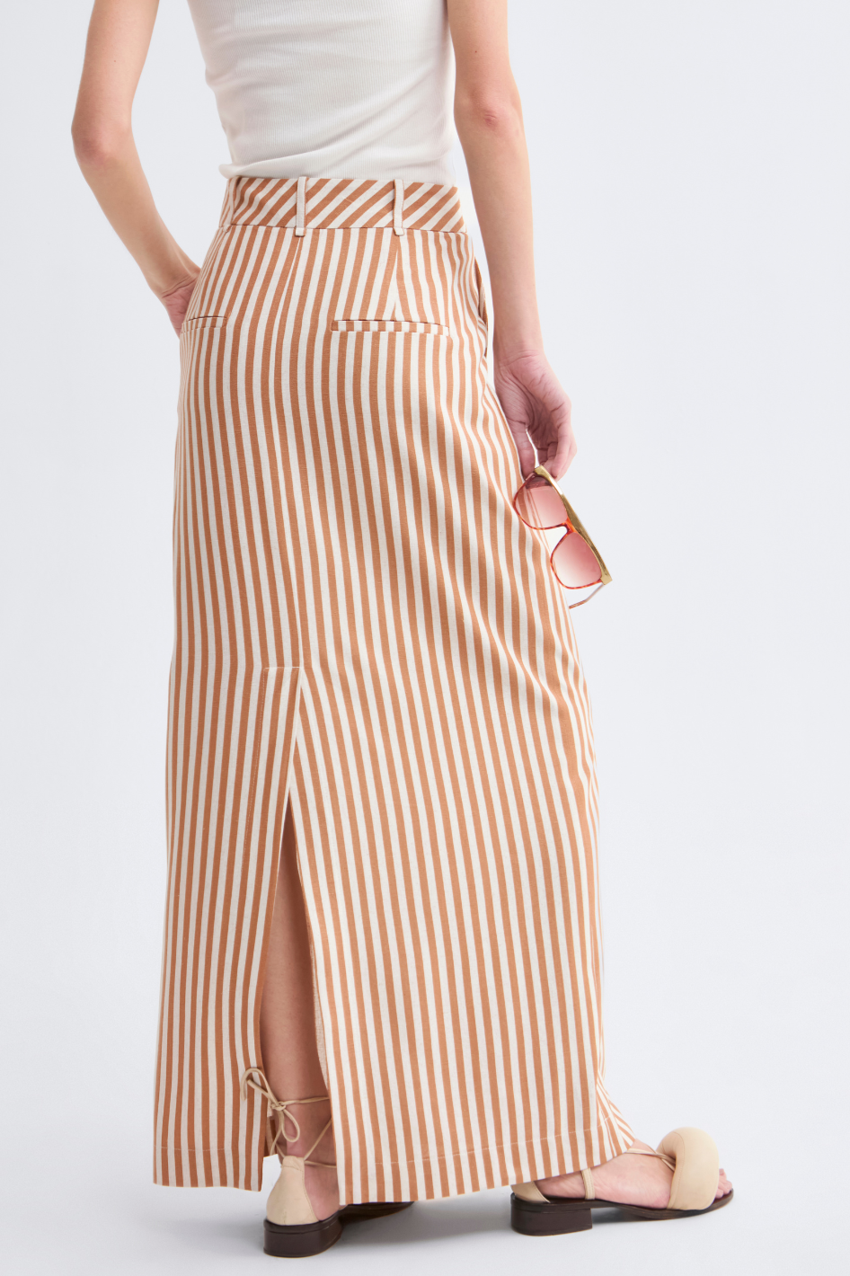 Saia Longa de Linho Caramelo Ava