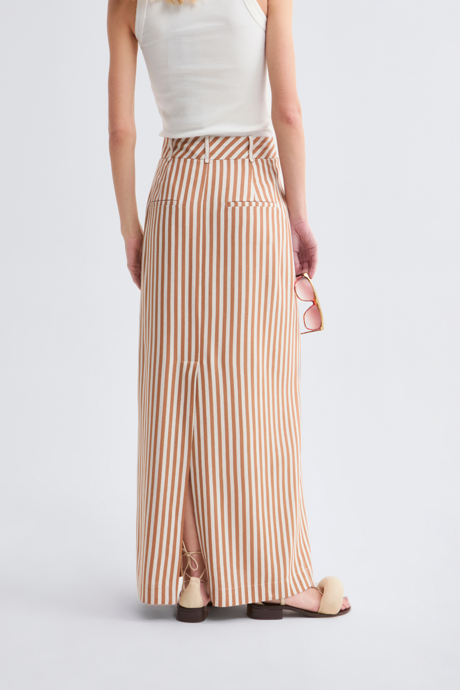 Saia Longa de Linho Caramelo Ava