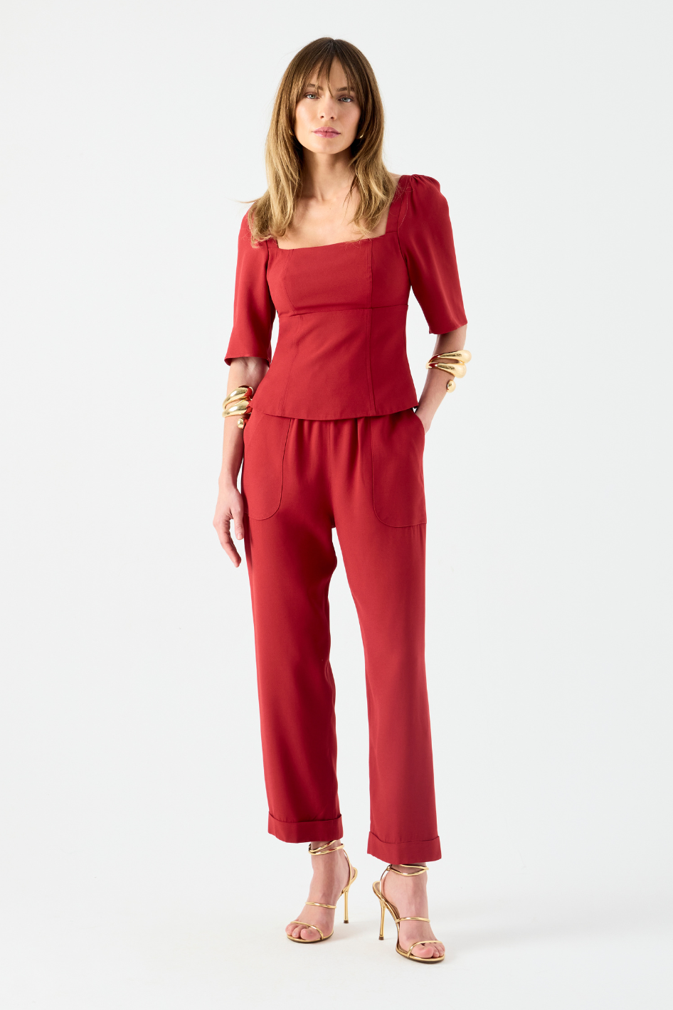 Blusa de Alfaiataria Vermelho Cereja Molly