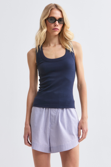 Shorts Sunnie Azul em algodao cintura alta