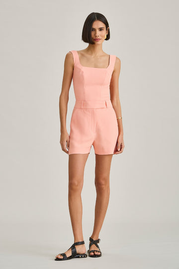Shorts de Alfaiataria Peach Sara em crepe de acetato modelagem reta
