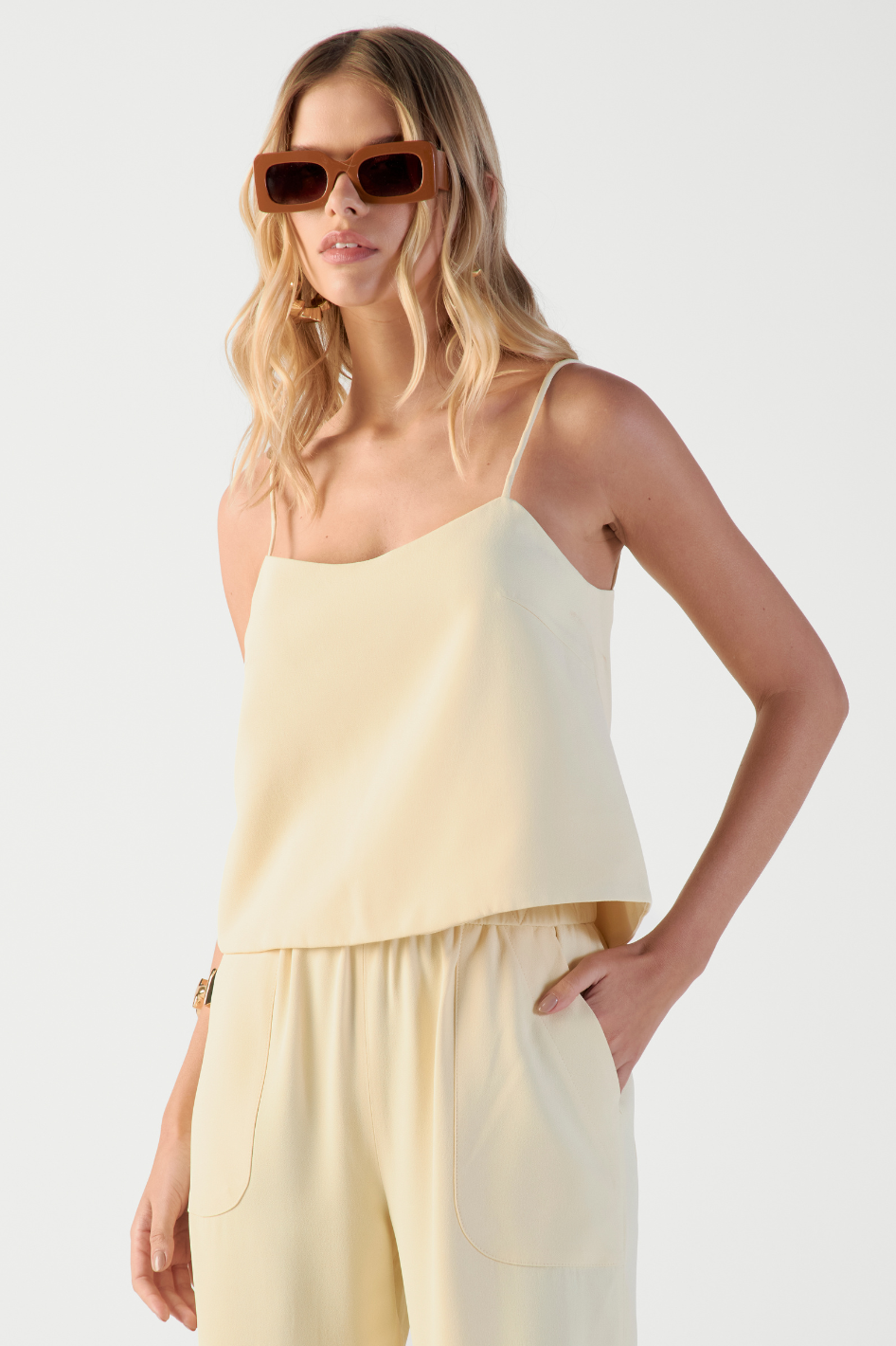 Top de Alfaiataria Molly Amarelo Manteiga