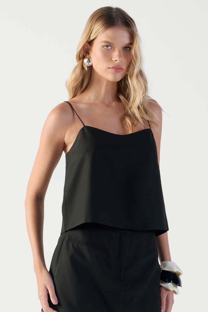 Top de Alfaiataria Molly Preto