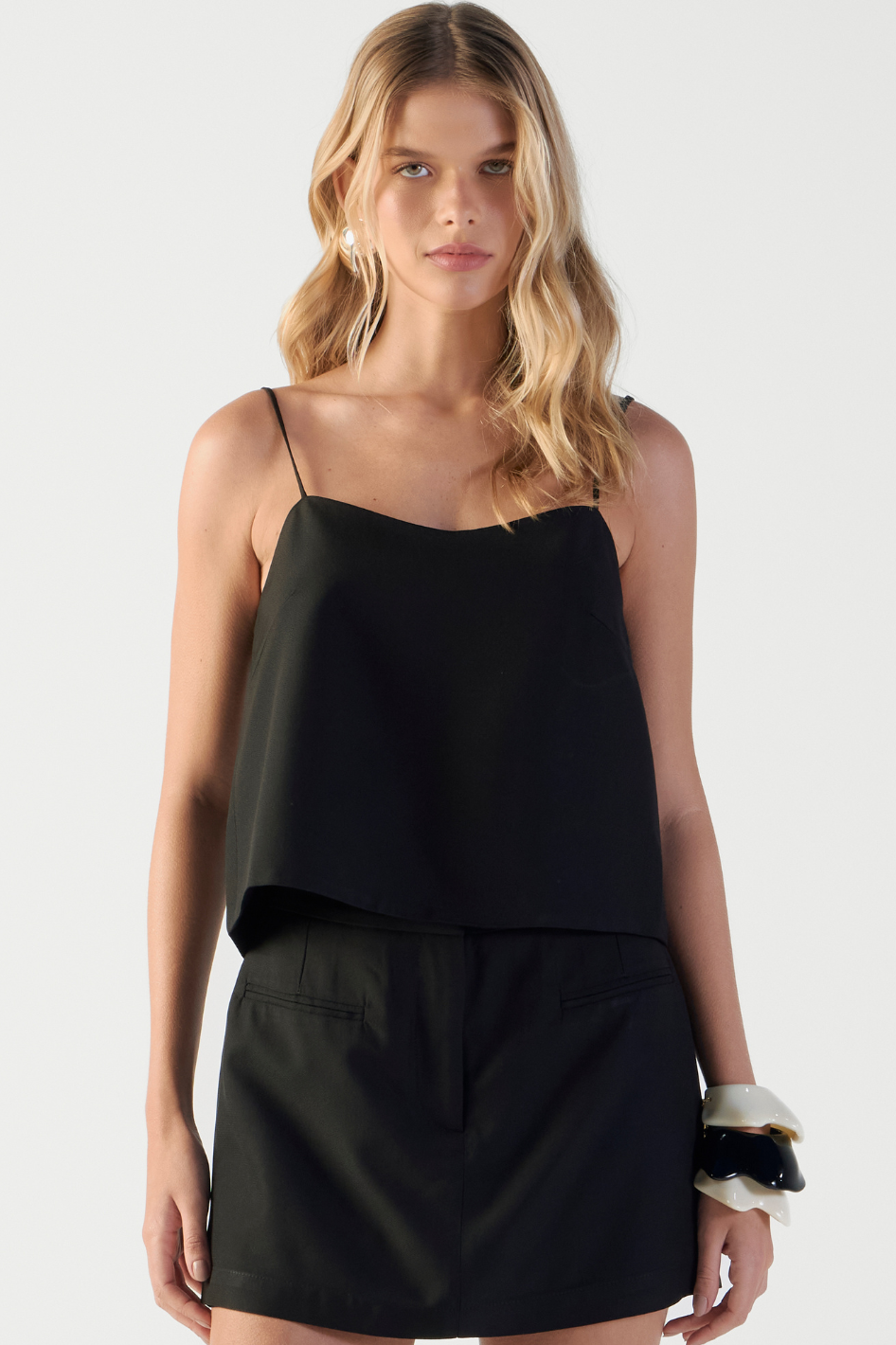 Top de Alfaiataria Molly Preto