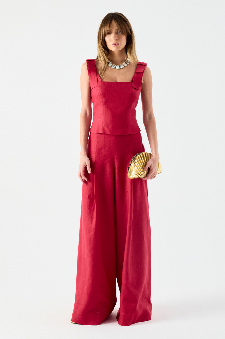 Top de Linho Vermelho Rouge Brunella