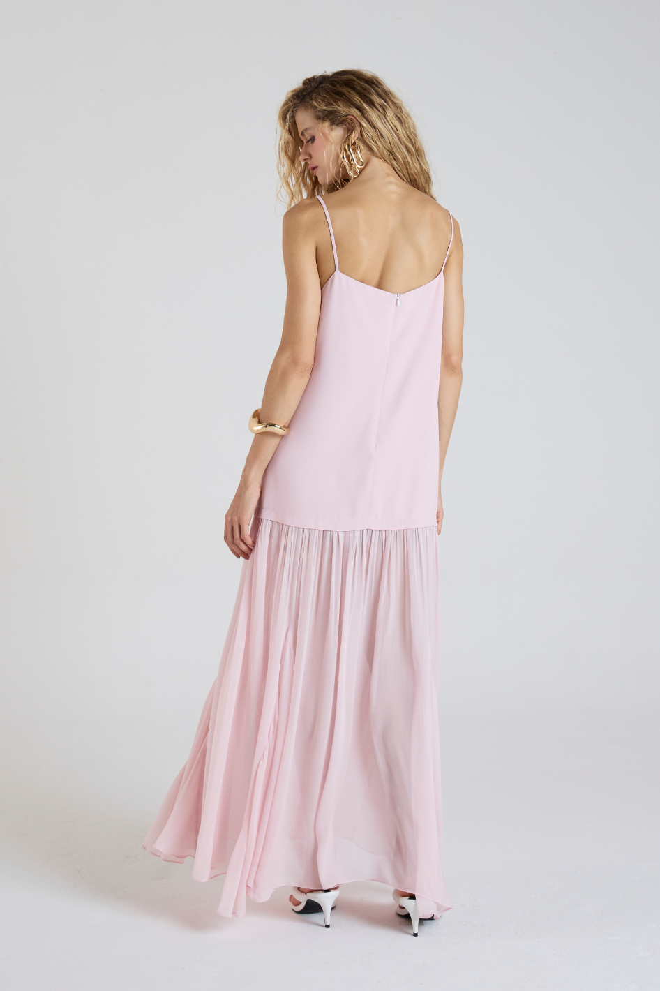 Vestido Deborah Rosa em crepe de acetato