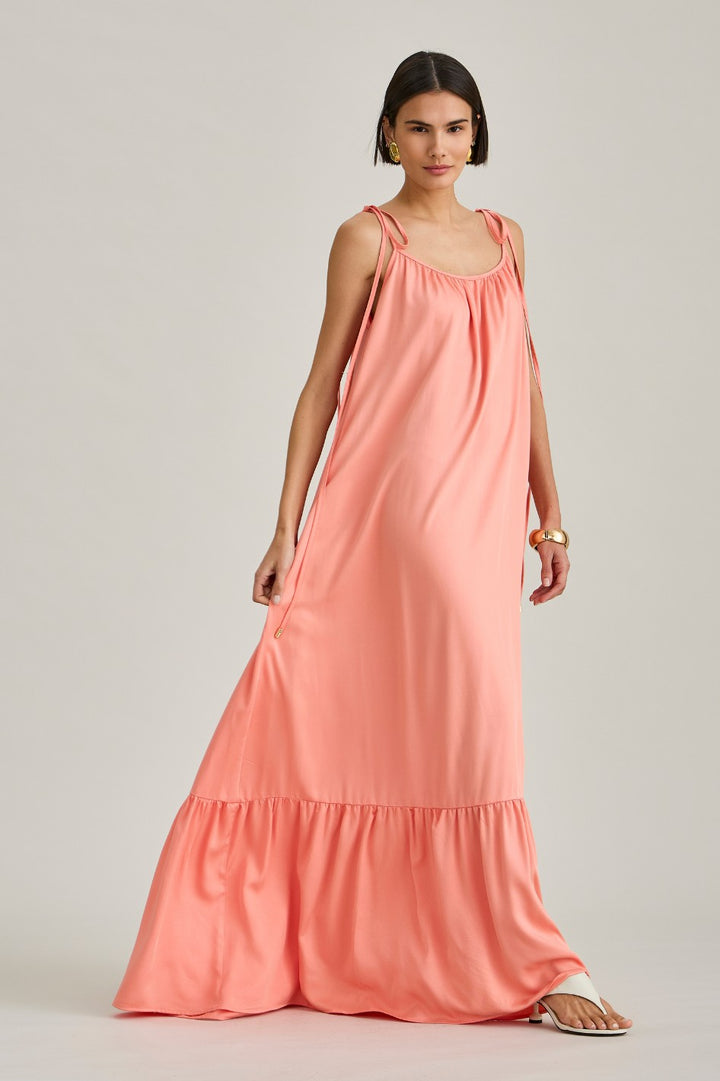 Vestido Longo em Viscose Peach Serena