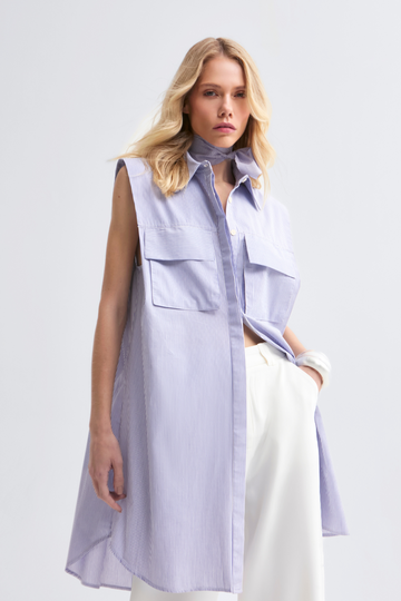 Vestido Sunnie Azul em algodao sem manga