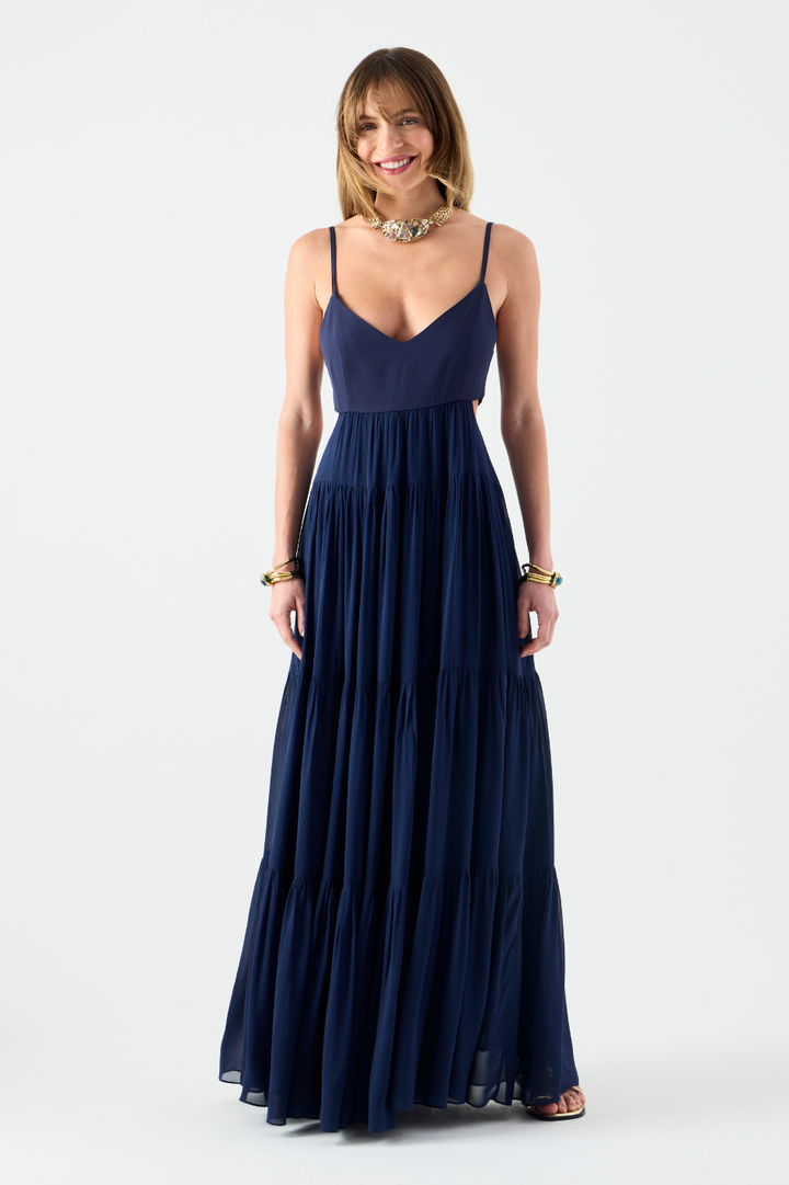 Vestido de Alfaiataria Benalia Azul Profundo