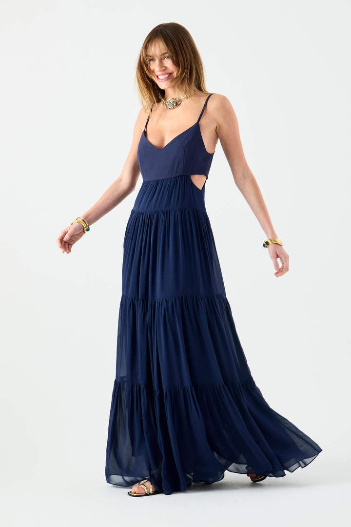 Vestido de Alfaiataria Benalia Azul Profundo