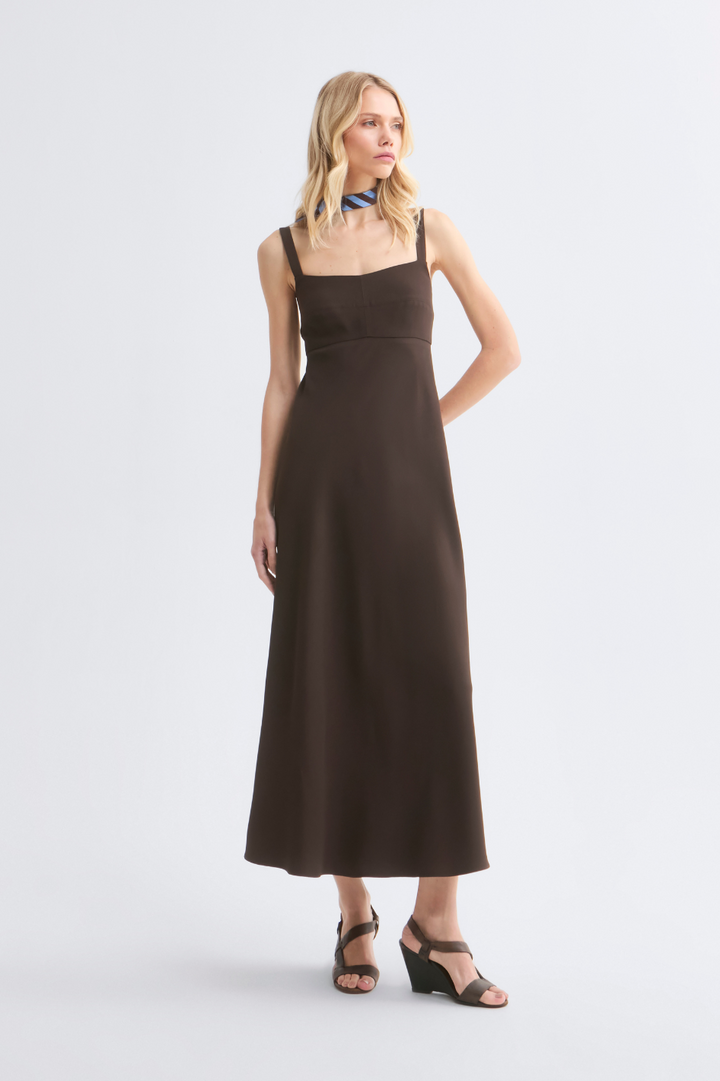 Vestido de Alfaiataria Marrom Café Vanessa