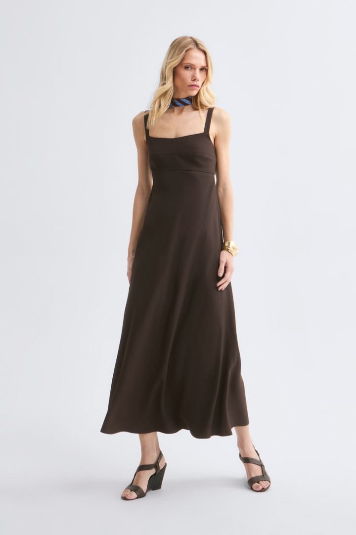 Vestido de Alfaiataria Marrom Café Vanessa