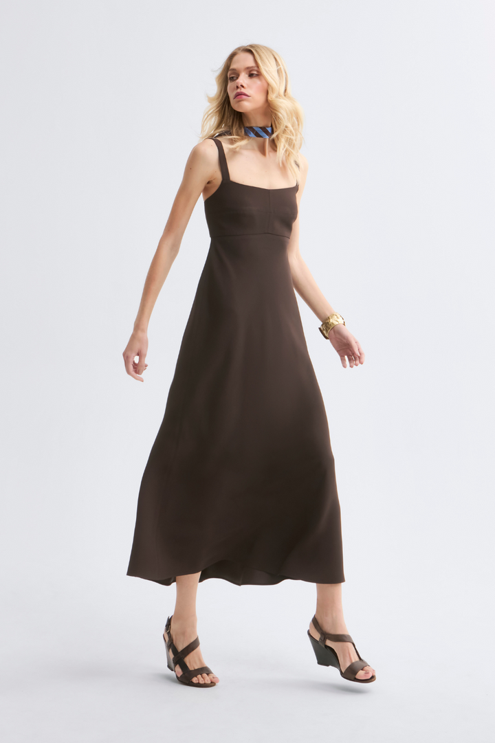 Vestido de Alfaiataria Marrom Café Vanessa