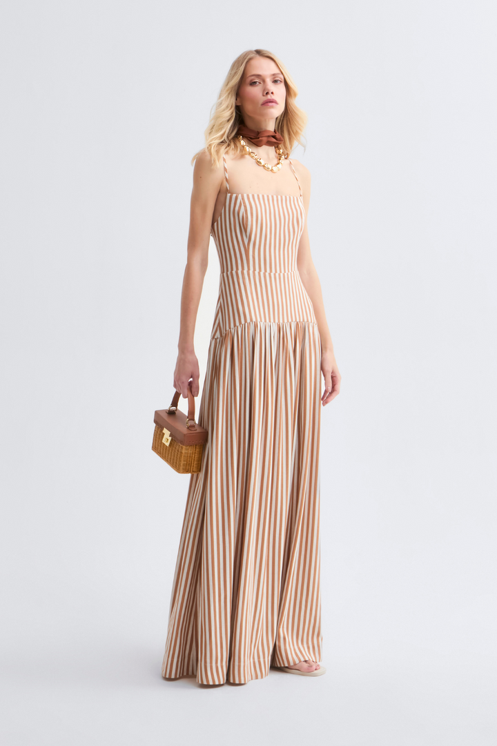 Vestido de Linho Caramelo Ava