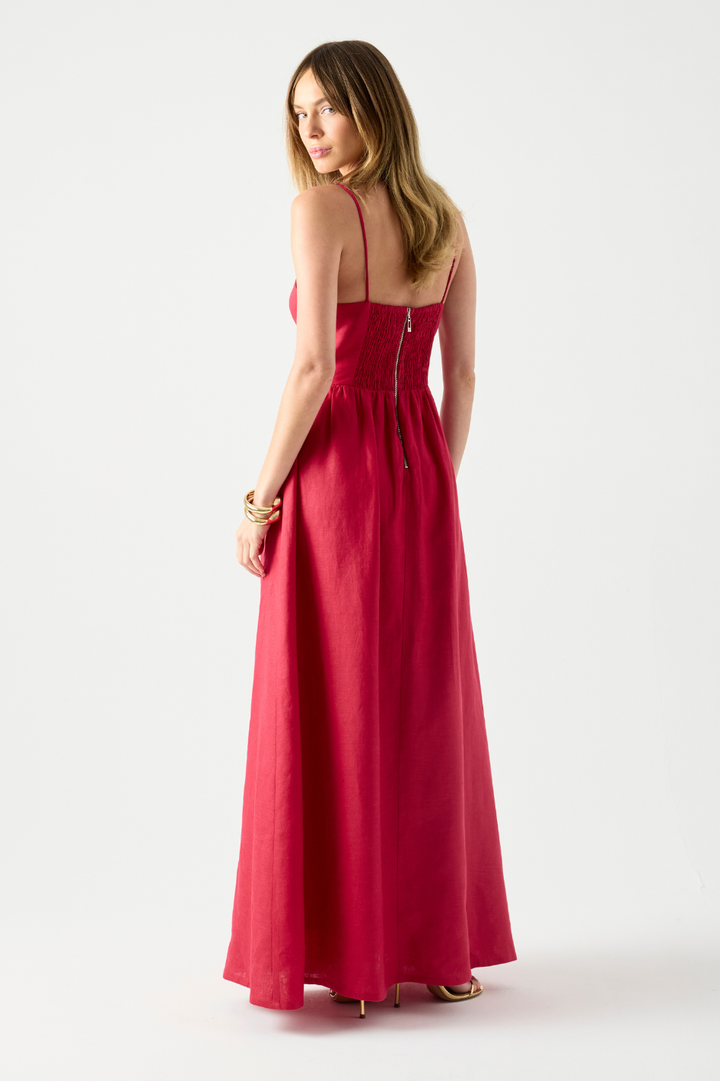 Vestido de Linho Vermelho Rouge Brunella