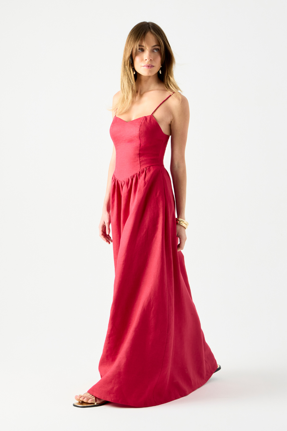 Vestido de Linho Vermelho Rouge Brunella