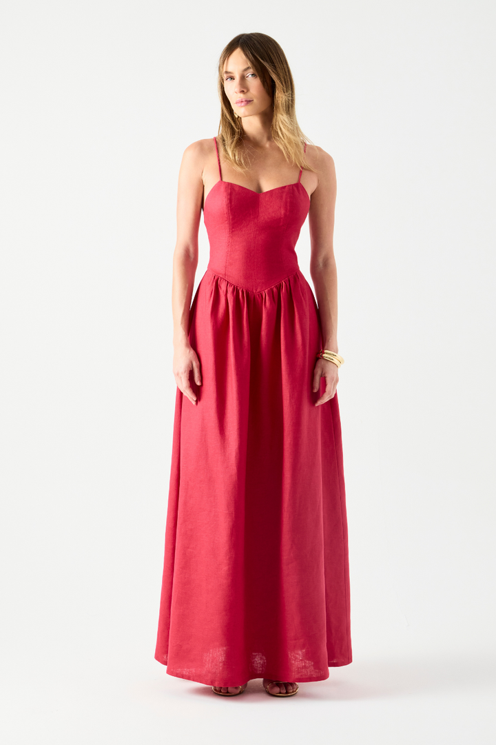 Vestido de Linho Vermelho Rouge Brunella