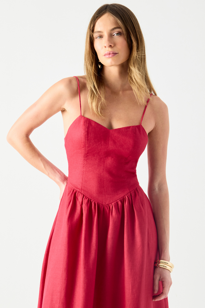 Vestido de Linho Vermelho Rouge Brunella