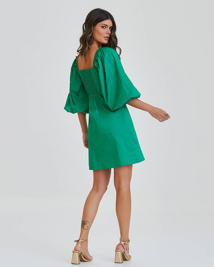 Vestido Curto De Algodão Verde Jade - UP!22