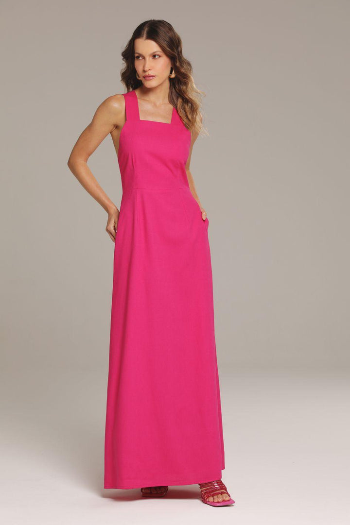 Vestido Longo de Linho Pink Margot - UP22