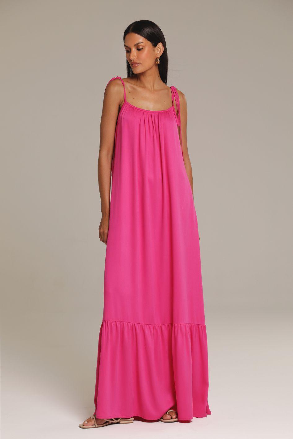 Vestido Longo em Viscose Pink Clarice - UP22