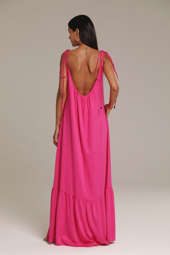 Vestido Longo em Viscose Pink Clarice