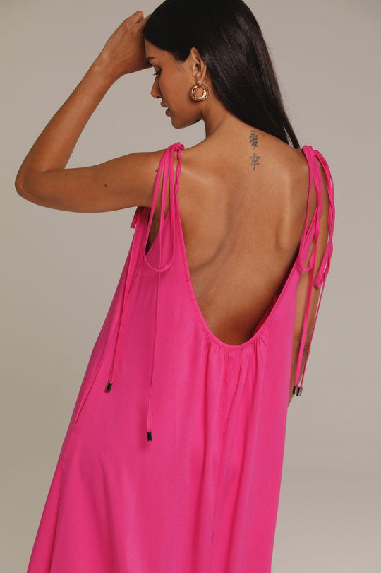 Vestido Longo em Viscose Pink Clarice